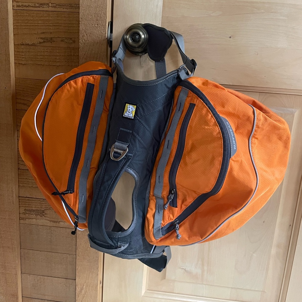 Ruffwear 🐕 Approach Dog Pack Camping Backpack L/XL Orange & Grey w/ Saddlebags